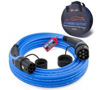 TEUTSCHTECH - Câble de charge type 2 pour voiture électrique - 15 m - Type 2 vers type 2 - 11 kW - 3 x 16 A - 3 phases - Mode 3 - Surveillance de la température - Charge sûre - Bleu