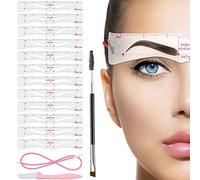 TEUVO 12 Styles Pochoirs Sourcils pour Débutants, Kit Pochoir Sourcils Réutilisable avec Brosse à Sourcil et Rasoir Sourcil pour 3 Minutes Maquillage Sourcil