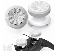 TEUVO Capuchons Joystick PS5 - FPS Joystick Thumbsticks Grip pour PS4 Thumb Grips Manette PS5 Silicone Caps Accessoires Manette Controller à Aide avec Viser, Réduire Pouce Fatigue, Blanc 2 pièces
