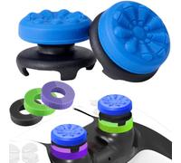 TEUVO Grip Joystick PS5 - FPS Capuchons Joystick PS5 & PS4 Accessoires Manette PS4 5 Set, 2 Thumbsticks Grip + 3 Anneaux de Précision Controller Thumb à Aide avec Viser, Réduire Pouce Fatigue, Azur