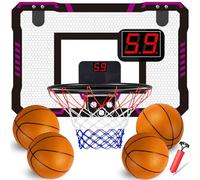 TEUVO Mini Panier Basket Enfants, Panier Basket Intérieur avec Electronique Scorer & 4 Boules pour Porte/Chambre/Bureau/Mural Extérieur Basketball Jouet Cadeau Jeux 5 6 7 8 9 10 12 Ans Garçons Filles