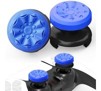 TEUVO Thumbsticks Capuchons Joystick PS5 FPS Joystick Thumb Grip pour PS4 Grips Manette PS5 Silicone Caps Accessoires Manette Controller à Aide avec Viser Réduire Pouce Fatigue, Bleu Rougeâtre