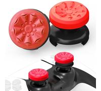 TEUVO Thumbsticks Capuchons Joystick PS5 - Joystick Thumb Grip pour PS4 Grips Manette PS5 Silicone Caps Accessoires Manette Controller à Aide avec Viser, Réduire Pouce Fatigue, Rouge Rubis 2 pièces