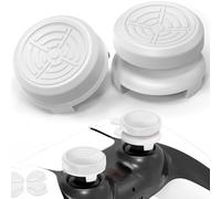 TEUVO Thumbsticks Capuchons Joystick PS5 - Thumb Grip pour PS4 Controller Grip Manette PS5 Silicone Caps Accessoires Manette Controller à Aide avec Viser, Réduire Pouce Fatigue, Blanc Laine 2 pièces