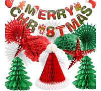 TEUYOE Décoration Noël Papier, Kit Décoration Noël en Papier Intérieur, Suspendre Banderole Joyeux Noel pour fêtes, chambres, bureaux