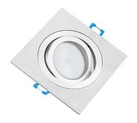 Tevea Premium Éclairage encastré Led Ultra Platt | LED modul remplaçable 5W 230V IP44 | Led Downlight | Cadre pivotant (Argent-Carre - Blanc Chaud)