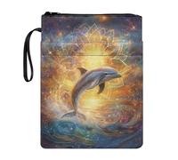 Tevecatos Étui de protection réutilisable avec fermeture éclair sur le devant pour lecteur bibliothécaire Motif dauphin Mandala Galaxy