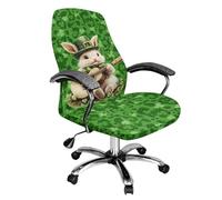 Tevecatos Housse de chaise de bureau verte pour ordinateur de la Saint-Patrick - Facile à installer - Respirante - Lavable - Housse universelle pour chaise de patron avec motif trèfle vert - Imprimé