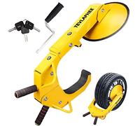 Tevlaphee Antivol de roue de voiture, antivol de pneu, anti-vol, griffe de roue de remorque, serrure, griffe de stationnement pour voitures, camions, SUV (Collier de roue à double verrouillage) Jaune
