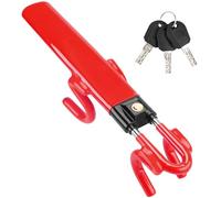 Tevlaphee Antivol Voiture, Canne Antivol Voiture, Antivol Volant Voiture, Barre Sécurité Véhicule, Haute Visibilité, Robuste, Ajustement Universel, 3 Clés(Rouge)