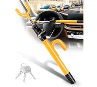 Tevlaphee Bloque-Volant, Serrure de Sécurité Auto, Dispositif Anti-Vol Robuste, Haute Visibilité, Adaptation Universelle pour Voitures, SUV & Vans, Réglable, Noyau en Acier Massif, 3 Clés(Jaune)
