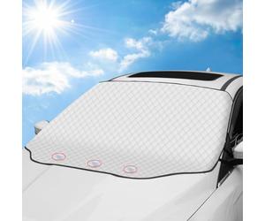 Tevlaphee Pare Soleil Voiture Pare Brise Avant, Protection Avant Parfaite Contre Les Rayons UV et la Chaleur dans Votre Voiture,Magnétique, Pliable, Universelle, Argenté, 197 * 128cm
