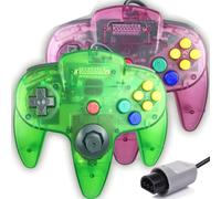 Tevodo Manette N64, manette filaire classique compatible avec console N64 (violet transparent et vert transparent)