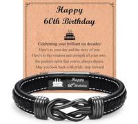 TEVOP Cadeau d'anniversaire pour homme, bracelet pour 21e, 30e, 40e, 50e, 60e, 70e, 80e anniversaire pour fils, papa, grand-père, mari, oncle, cadeaux significatifs pour hommes de 30 à 80 ans, Cuir
