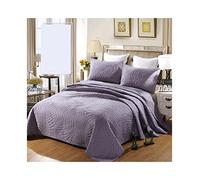 TEVTEV Couvre-lit Matelassé 2 Personnes Boutis Couvre-lit en Coton Doux avec 2 Taies d'oreiller Couvre-lit Violet Design Réversible en Motif Feuilles ( Color : Purple , Size : 224x234cm-88x92 )