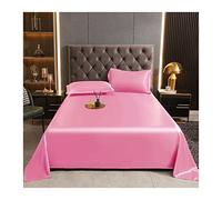 TEVTEV Premium Microfibre Drap Plat Super Doux Refroidissement Draps de lit Qualité Hôtelière Luxe Couleur Unie Satin Drap Plat for lit Simple Double 1 pièce (Color : Pink, Size : 170x230cm-67x90)