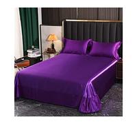 TEVTEV Satin de Soie Drap Plat Super Doux Refroidissement de Luxe Draps de Dessus de lit Qualité Hôtelière Couleur Unie Satin Drap Plat for lit Double 1 pièce (Color : Purple, Size : 245x250cm-96x98)
