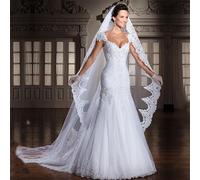 TEWAX Voile de mariage blanc/ivoire 3 m de long peigne en dentelle Mantilla Cathédrale Voile de mariée Accessoires de mariage