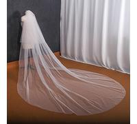 TEWAX Voile de mariée minimaliste à 2 niveaux avec voile blush pour mariée - 3 m x 3 m de long - 4 m
