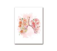 Teweakt Mur Art Toile Peinture Poumons Et Fleur Imprimer Bronches Aquarelle Anatomie Médicale Poumons Médecine Anatomique Médecin Bureau Décor(22X30cm No Framed)