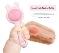Tewindsor-Hochet En Silicone De Qualité Alimentaire Pour Tout-Petits,Jouets Mentaires Oriels D'animaux,Jouets De Voyage Pour Bébés,18m +,Lapin Et Ours - Type Rabbit