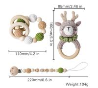 Tewindsor-Jouets De Dentition En Silicone Pour Bébé,Hochet En Crochet,Éléphant,Gouvernail,Serviette En Coton,Brosse En Laine,Tissage,Coffret Cadeau,Ensemble De Jouets De Bain - Type New Elk