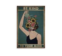 TEWRGEU Poster « Be Kind To Your Heart » - Art mural sur toile - Esthétique - Poster vintage pour chambre - 50 x 75 cm - Style sans cadre
