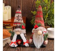 TEWWCEO 2 Pièces GNOME de Noël, Décorations en Peluche Gnomes de Noël, Lutin Decoration GNOME, Fait à La Main Suédois Santa Tomte GNOME pour Décoration Intérieure Fenetre et Table