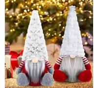 TEWWCEO GNOME de Noël, Lot de 2 Deco Noël GNOME Peluche Elfe, Lutin de Noël Decoration GNOME, Hauteur 29,5 cm, pour Décoration de Noël et Décoration de Table