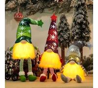 TEWWCEO GNOME de Noel Lumineux, Lot de 3 Lutin De Noel Decoration Peluche, Ornement Sapin de Noel a Suspendre, Faits à la Main, Decoration Noel Lumineuse pour Noel Deco Table Cheminée Interieur Maison