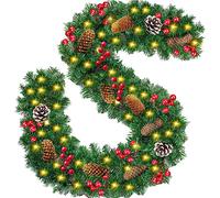 TEWWCEO Guirlande de Noël,Guirlande Sapin Artificiel 2.7M,Guirlande Lumineuse Sapin Noel,Guirlande de Sapin,Guirlande de Noel Sapin avec LED,Guirlande de Rotin Artificiel,pour Décor Porte Cheminée