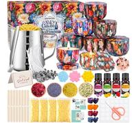 TEWWCEO Kit de Fabrication Bougies Cire Bricolage,DIY Kit Bougie Appropriés pour des Débutants à Avancés,Coffret Bougies Parfumées Cadeau avec 480g de Cire d'Abeille,8 Pot de Bougie en Forme de Fleur