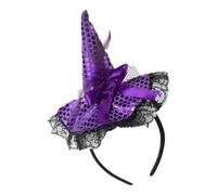 Tewzafiya Bandeau de chapeau de sorcière, Bandeau de chapeau de sorcière | Bandes de cheveux d'Halloween en dentelle avec paillettes et cercles pour chapeaux | Coiffure élégante pour chapeau de
