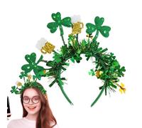 Tewzafiya Bandeau trèfle Boppers - Bandeau irlandais - Bandeau trèfle vert à rayures - Accessoire de costume de carnaval irlandais avec melon pour femme et fille