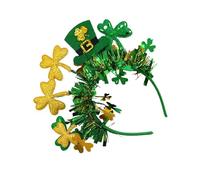 Tewzafiya Bandeau trèfle Boppers - Bandeau irlandais - Bandeau trèfle vert à rayures - Accessoire de costume de carnaval irlandais avec melon pour femme et fille