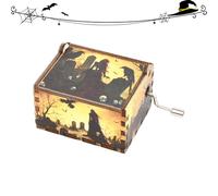 Tewzafiya Boîte à musique à manivelle - Boîte à musique d'Halloween - Boîte à musique vintage en bois - Décoration d'intérieur - Mélodie d'Halloween lisse - Pour Halloween, Noël