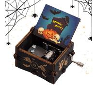 Tewzafiya Boîte à musique à manivelle, pour Halloween, boîte à musique à remonter pour Halloween, boîte à musique pour Halloween, boîte à musique festive alimentée à la main pour amis, vacances, Erwa