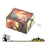 Tewzafiya Boîte à musique d'Halloween - Boîte à musique à manivelle en bois - Boîte à musique vintage - Décoration d'intérieur - Mélodie d'Halloween lisse pour Halloween, Noël