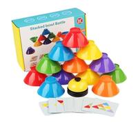 Tewzafiya Bols empilables arc-en- , jouets empilables - Jouet de jeu empilable - 6 bols empilables avec cloche, 25 cartes, jouet empilable, jeu puzzle, jouet