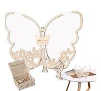 Tewzafiya Butterfly Livre d'or de mariage - Livre papillon en bois pour mariage - Livre d'or élégant - Keepsakes pour remise de diplôme d'anniversaire