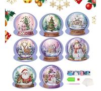 Tewzafiya Cartes de Noël avec strass artistiques 5D, cartes de vœux de Noël avec strass artistiques - Cartes de vœux de Noël Crystal Art - 8 cartes artistiques avec peinture avec