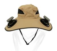 Tewzafiya Chapeau ventilateur alimenté par énergie solaire | chapeau de pêche UPF50 en plein air | couvre-chef rafraîchissant respirant portable pour pêche camping plage sports d'été, kaki foncé, L