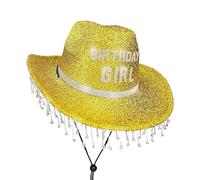 Tewzafiya Chapeaux de Cowboy pour femme, chapeau d'anniversaire célébré - chapeau avec strass étincelant respirant accessoire pour adultes et, fêtes de vacances voyages anniversaires