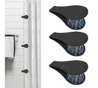 Tewzafiya Clip pour rideau de douche, 3 bavettes de douche en silicone, crochet adhésif coupe-vent pour douche, idéal pour voyage, buanderie, mur, maison, salle de bain, hôtel