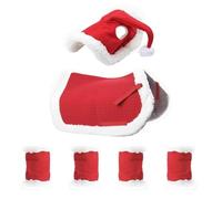 Tewzafiya Costume de Noël de cheval, costume de Noël de cheval, doux, sous-selle de Noël pour les jambes, chapeau de Père Noël pour les vacances de Noël