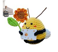 Tewzafiya Crochet Support émotionnel Flower Crochet Doll Position Bee, Poupée mignonne avec carte, décoration de bureau amusante Jouets pour enfants, faveurs de fête, décorations pour e