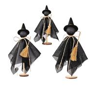 Tewzafiya Décoration de sorcière d'Halloween | Ensemble de figurines de bureau | Pièces maîtresses décoratives d'Halloween en bois pour fête rustique, cuisine, salon