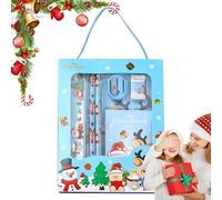 Tewzafiya Ensemble de papeterie pour l'école de Noël, bonbonnière de Noël fixe - Set pour étudiants de 6 articles de papeterie de Noël | Bonbonnière à la mode pour l'école de Noël,