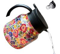 Tewzafiya Infuseur à thé, bouilloire à thé avec infuseur,Verre à thé avec infuseur de 1000 ml avec motif floral | Tasse de voyage Isolant Doublure en acier inoxydable Machine à thé pour