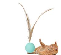Tewzafiya Jouet de chat avec boules de plumes, jouets pour boules de chat pour chats d'intérieur | Jouet de chat à plumes - Boule rebondissante en caoutchouc résistant aux morsures pour